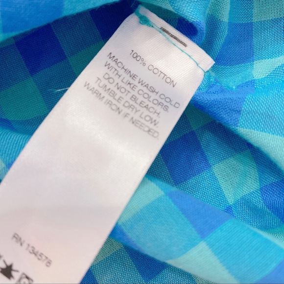 Vineyard Vines Blue Checked Collared Blouse Size 2 - Picture 6 of 8